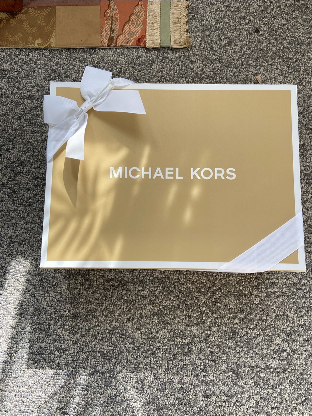 Michael Kors Gold and White Gift Presentation Box with Bow Accent